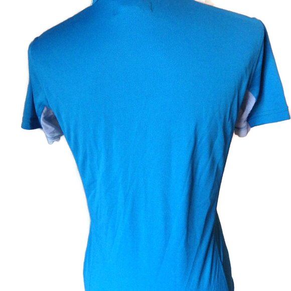 Blue HORZE Short Sleeve Mock Turtle Neck Shirt/ Quarter Zip/ SMALL - Picture 4 of 5